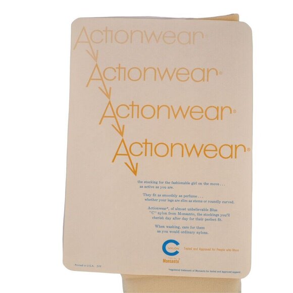 Vintage Thigh High Stockings  ActionwearB Beige Nylon C 600 - Picture 3 of 8